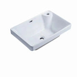 White Drop-In Rectangular Ceramic Bathroom Sink Image - 7