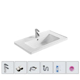 White Drop-In Vitreous China Rectangular Bathroom Sink Image - 10