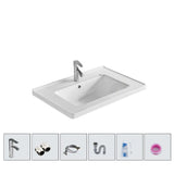 White Drop-In Vitreous China Rectangular Bathroom Sink Image - 11