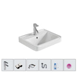 White Drop-In Vitreous China Rectangular Bathroom Sink Image - 12