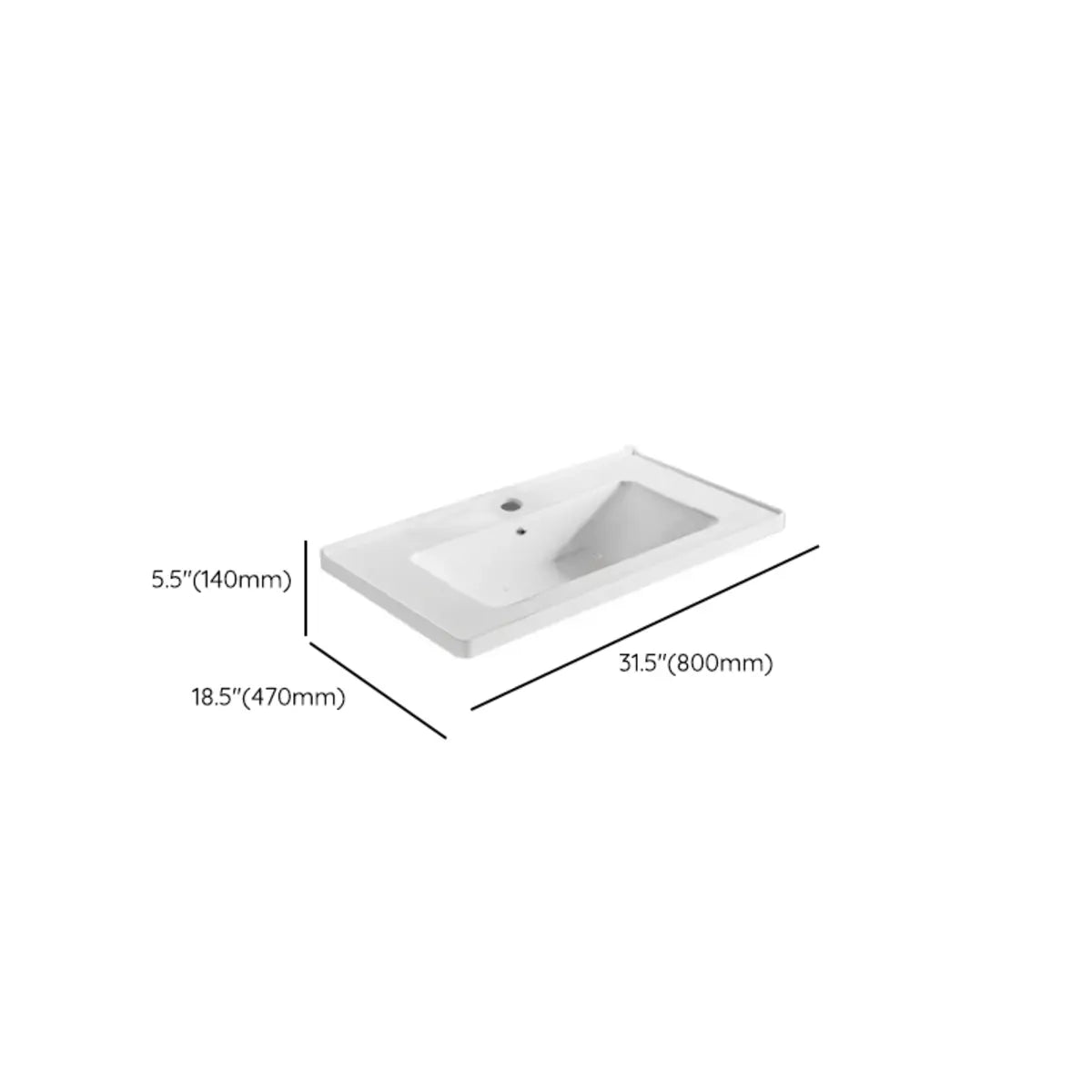 White Drop-In Vitreous China Rectangular Bathroom Sink 