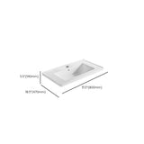 White Drop-In Vitreous China Rectangular Bathroom Sink #size