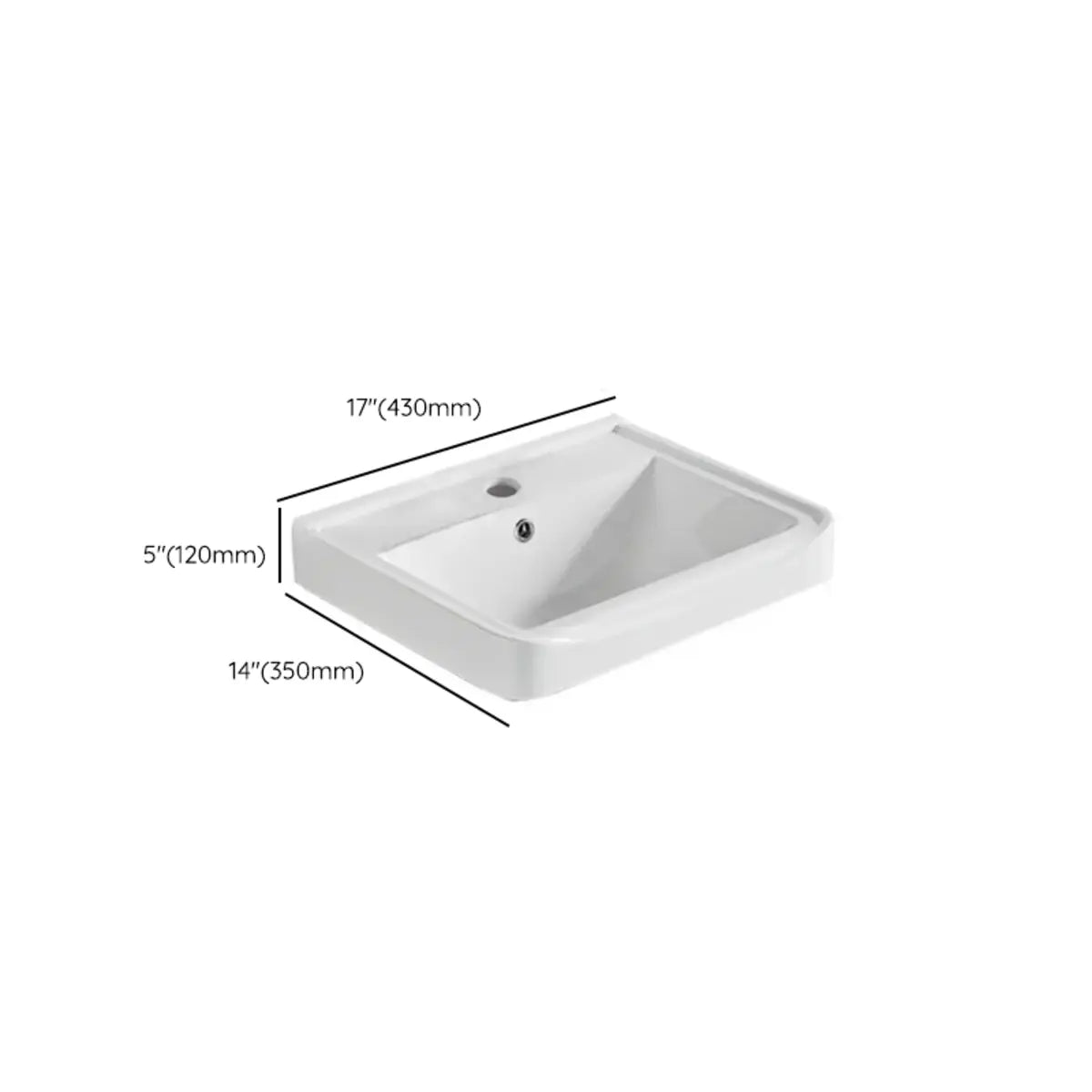 White Drop-In Vitreous China Rectangular Bathroom Sink Image - 16