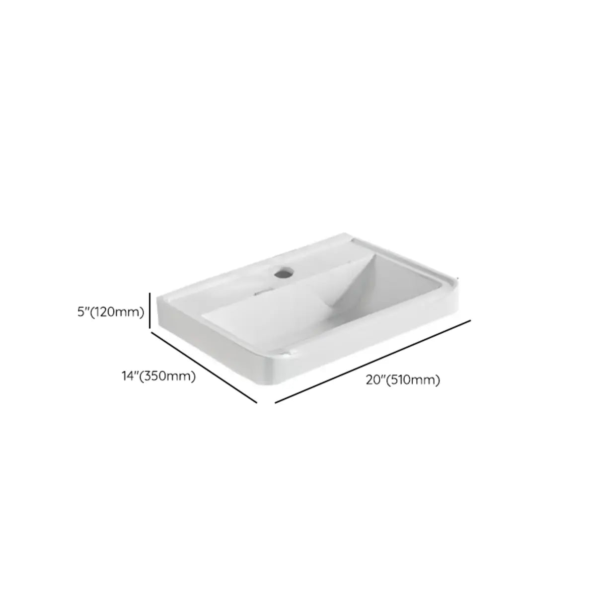 White Drop-In Vitreous China Rectangular Bathroom Sink Image - 17