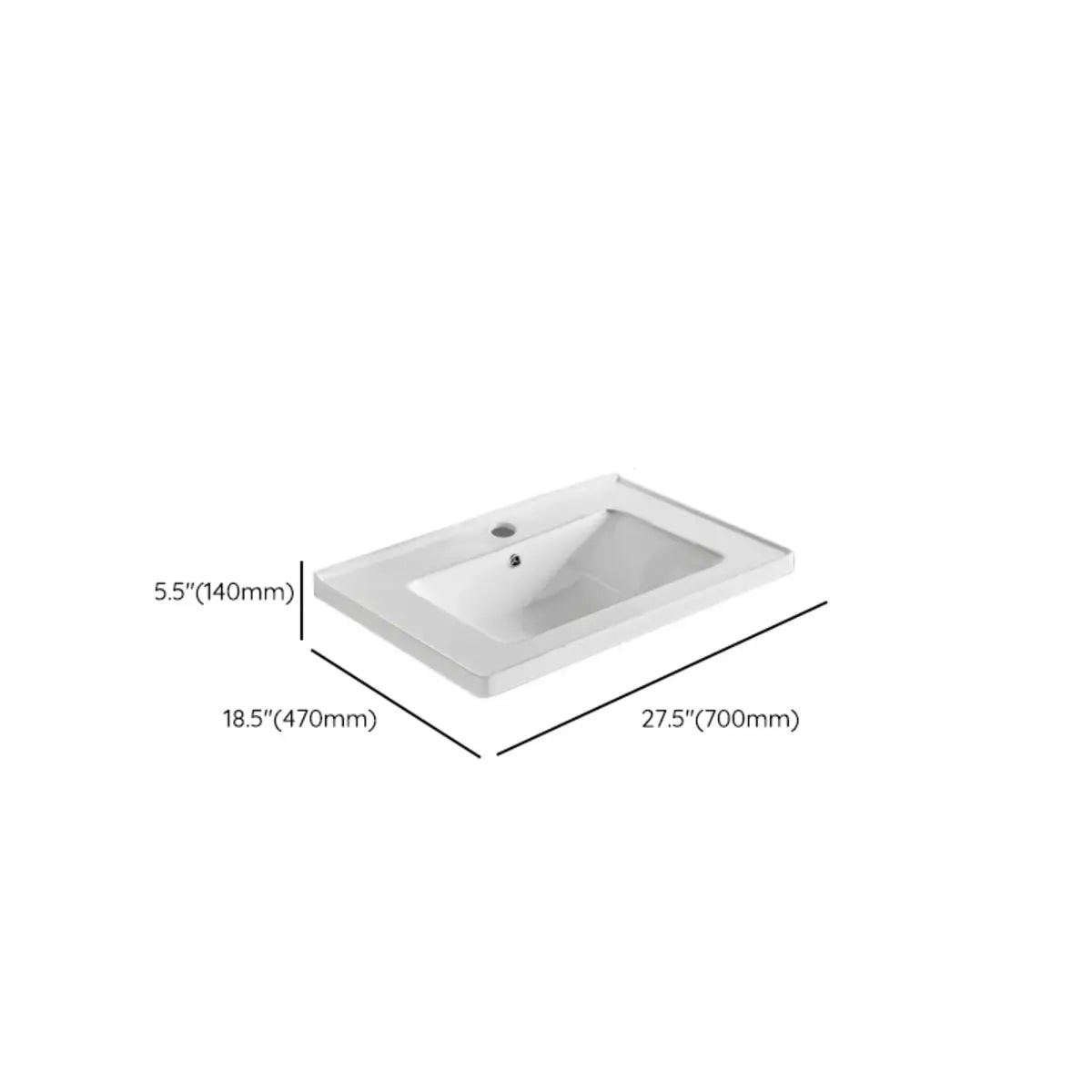 White Drop-In Vitreous China Rectangular Bathroom Sink Image - 18