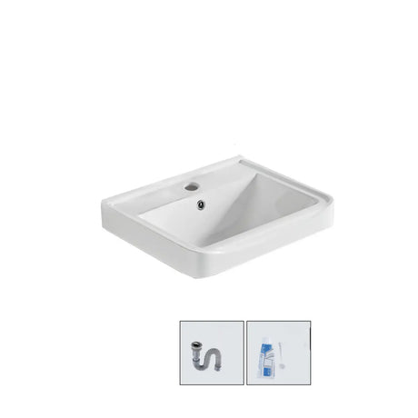 White Drop-In Vitreous China Rectangular Bathroom Sink Image - 2