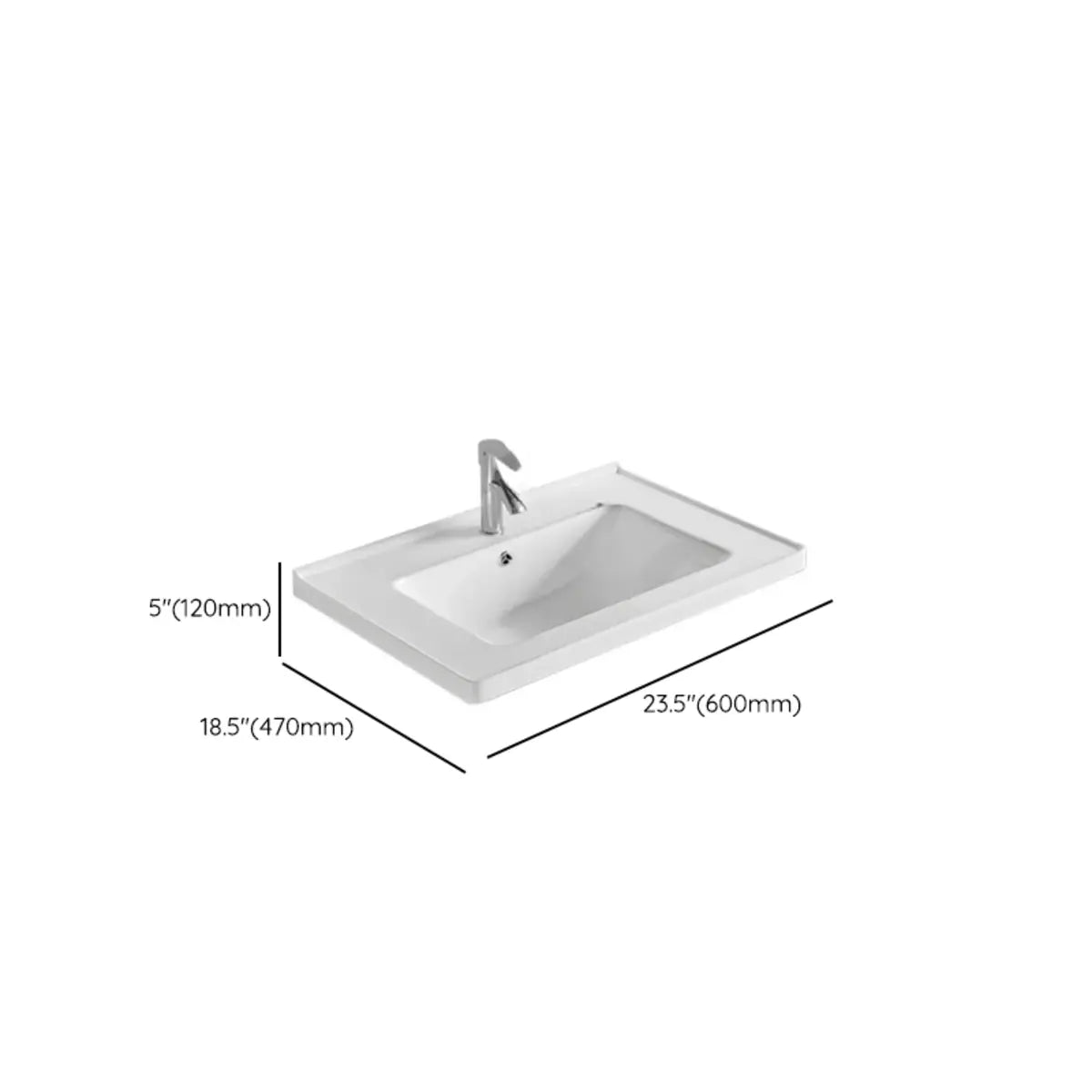 White Drop-In Vitreous China Rectangular Bathroom Sink Image - 24