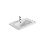 White Drop-In Vitreous China Rectangular Bathroom Sink Image - 4