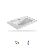 White Drop-In Vitreous China Rectangular Bathroom Sink Image - 5