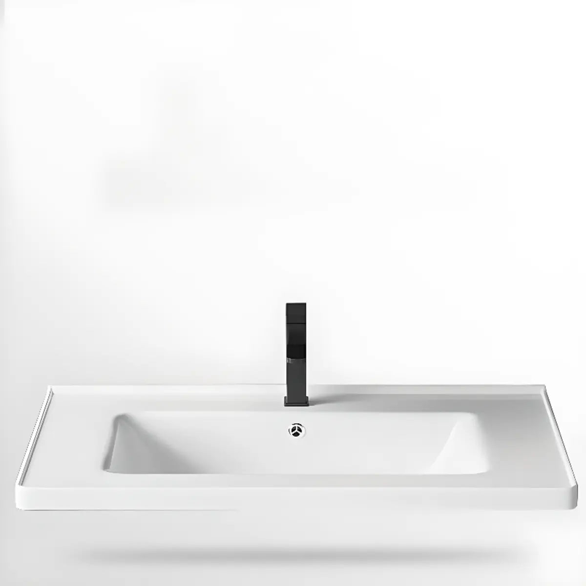 White Drop-In Vitreous China Rectangular Bathroom Sink Image - 6