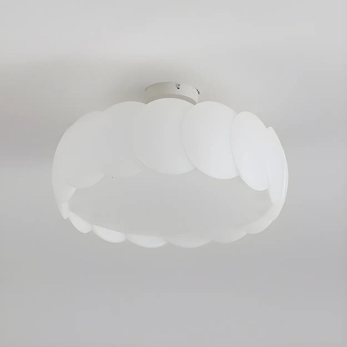 White Drum Wave LED Semi-Flush Mount Ceiling Light Image - 10