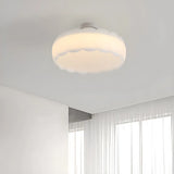 White Drum Wave LED Semi-Flush Mount Ceiling Light Image - 3