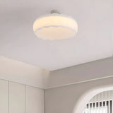 White Drum Wave LED Semi-Flush Mount Ceiling Light Image - 4