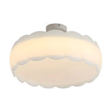 White Drum Wave LED Semi-Flush Mount Ceiling Light Image - 6