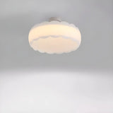 White Drum Wave LED Semi-Flush Mount Ceiling Light Image - 8