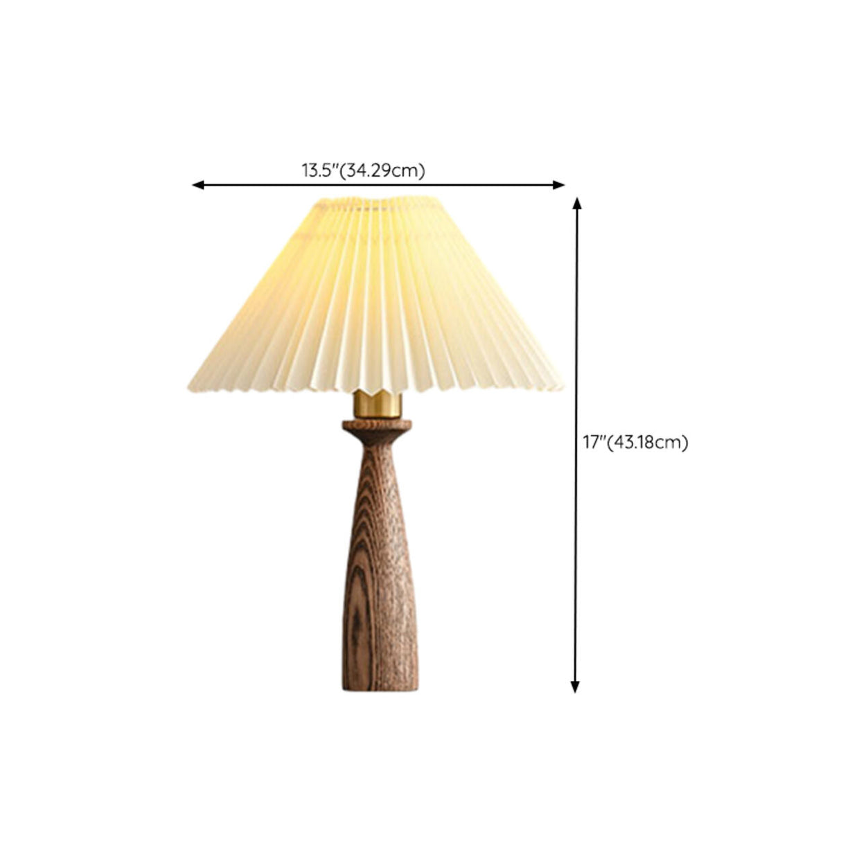 White Elegant Pleated Fabric Lampshade Wooden Table Lamp 