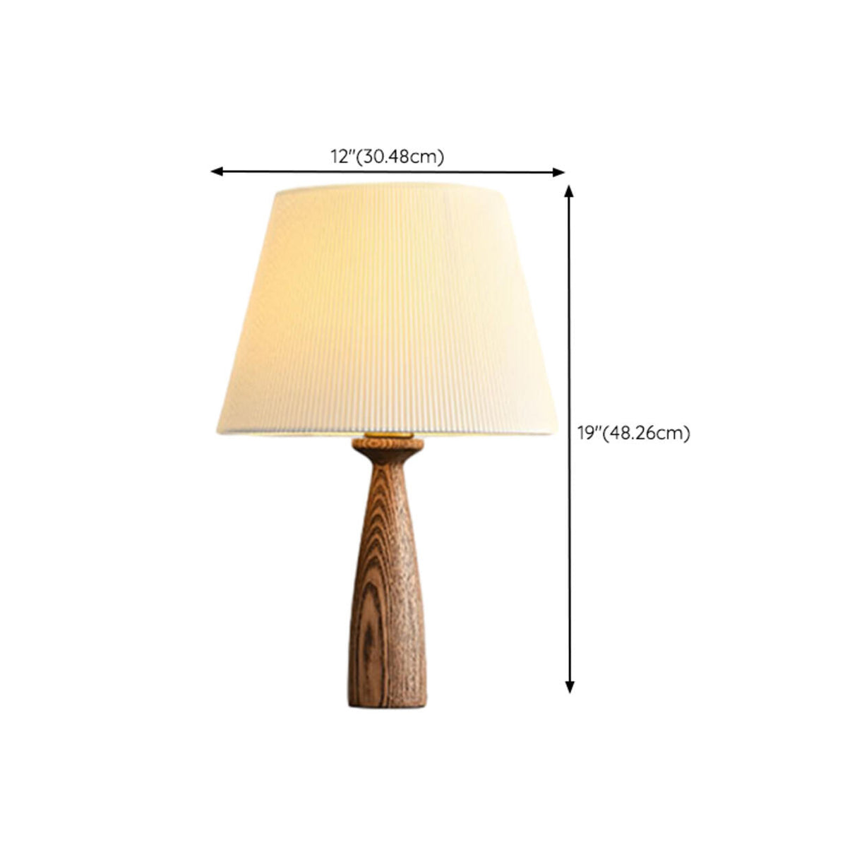 White Elegant Pleated Fabric Lampshade Wooden Table Lamp Image - 15