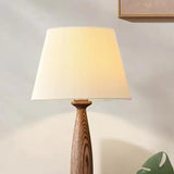 White Elegant Pleated Fabric Lampshade Wooden Table Lamp Image - 4