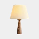 White Elegant Pleated Fabric Lampshade Wooden Table Lamp Image - 5