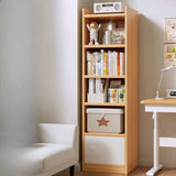 White Elegant Vertical Wood Medium Narrow Bookcase Image - 13