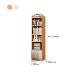 White Elegant Vertical Wood Medium Narrow Bookcase Image - 19