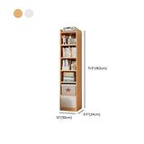 White Elegant Vertical Wood Medium Narrow Bookcase Image - 20