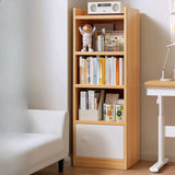 White Elegant Vertical Wood Medium Narrow Bookcase Image - 3