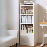 White Elegant Vertical Wood Medium Narrow Bookcase Image - 4