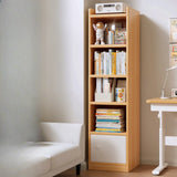 White Elegant Vertical Wood Medium Narrow Bookcase Image - 5