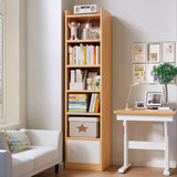 White Elegant Vertical Wood Medium Narrow Bookcase Image - 6