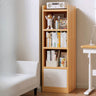 White Elegant Vertical Wood Medium Narrow Bookcase Image - 7