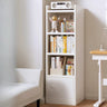 White Elegant Vertical Wood Medium Narrow Bookcase Image - 8