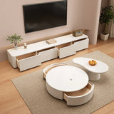 White Enclosed Storage Drawers Rectangle TV Stand Image - 4