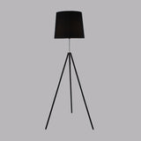 White Fabric Cylinder Modern Tripod Metal Floor Lamp Image - 2