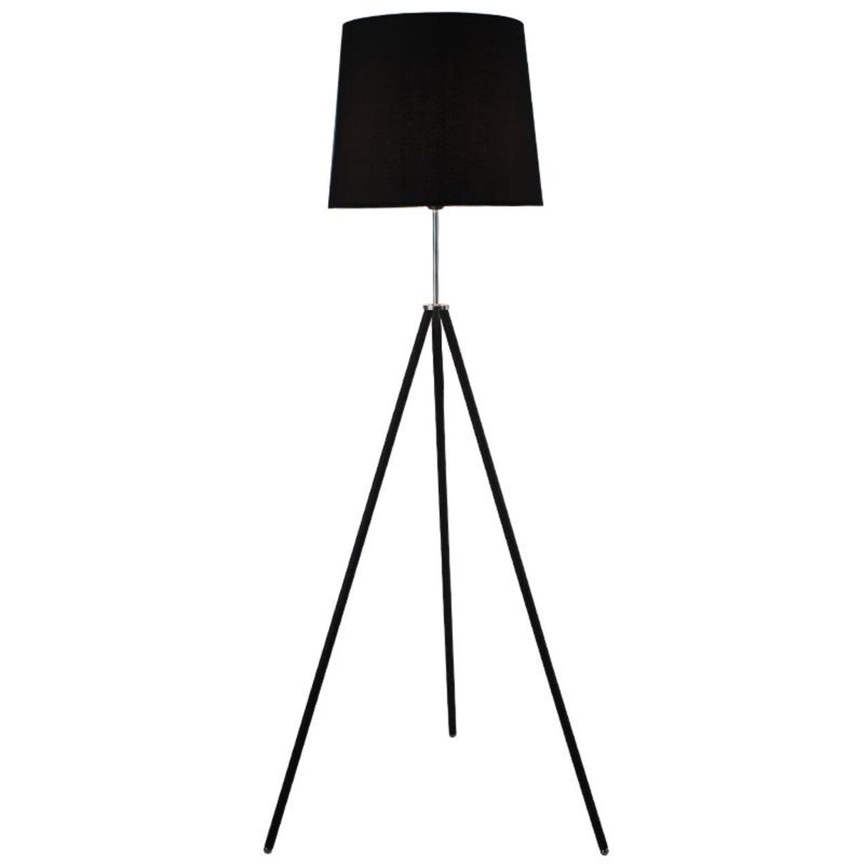 White Fabric Cylinder Modern Tripod Metal Floor Lamp Image - 7