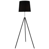 White Fabric Cylinder Modern Tripod Metal Floor Lamp Image - 7