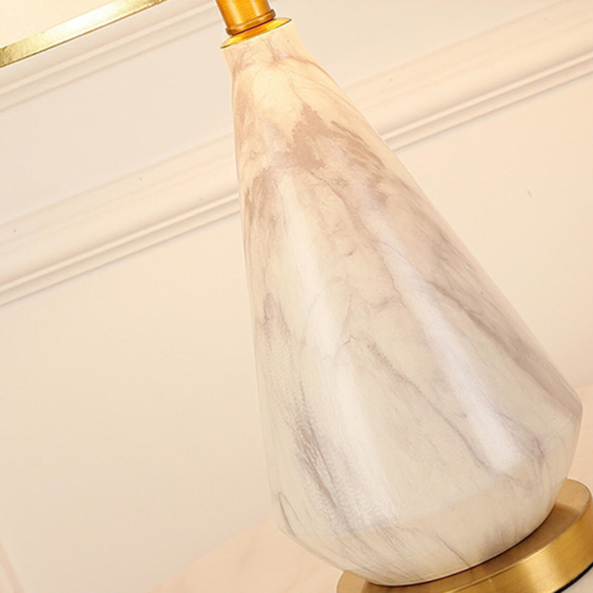 White Fabric Shade Conical Vase Standard Table Lamp Image - 10