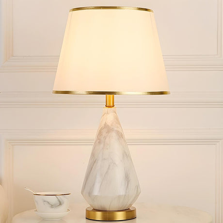 White Fabric Shade Conical Vase Standard Table Lamp Image - 2