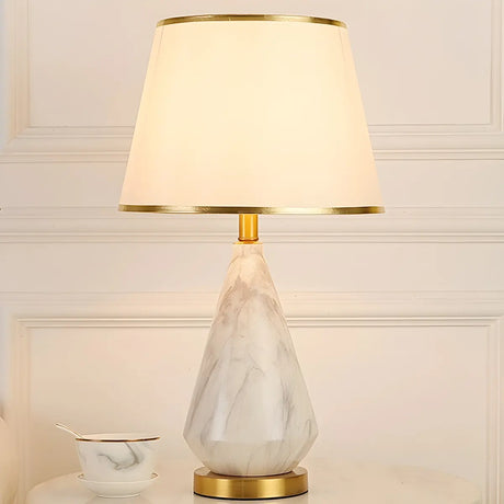 White Fabric Shade Conical Vase Standard Table Lamp Image - 2