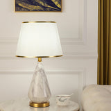 White Fabric Shade Conical Vase Standard Table Lamp Image - 5