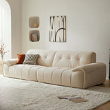 White Fabric Wooden Frame Sofa with Side Storage Image - 1