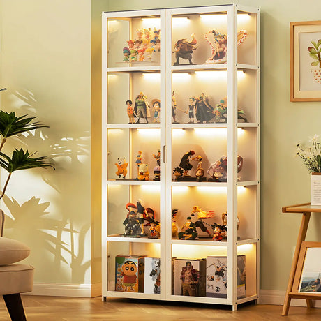 White Fashion Bamboo Clear Figure Display Cabinets Image - 1