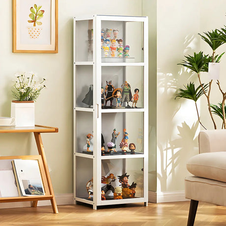 White Fashion Bamboo Clear Figure Display Cabinets Image - 2