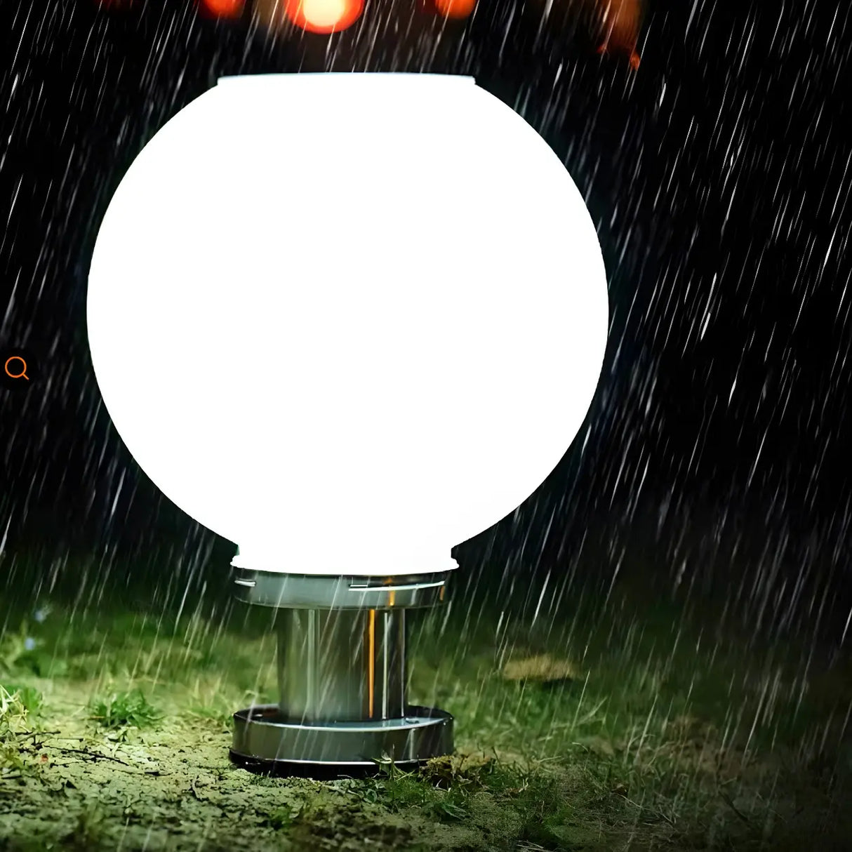 White Fashion Minimalist Globe Outdoor Post Table Lamp Image - 11