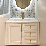 White Faucets and Sink Storage Bathroom Vanity with Mirror Image - 1