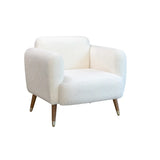 White Faux Cashmere Fixed Back Foam Fill Arm Chair Image - 5