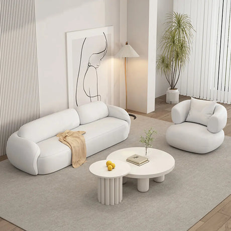 White Faux Leather Tight Back Reception Sofa Set Image - 1