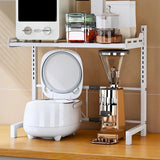 White Fixed Metal Baker's Rack with Microwave Shelf Image - 13