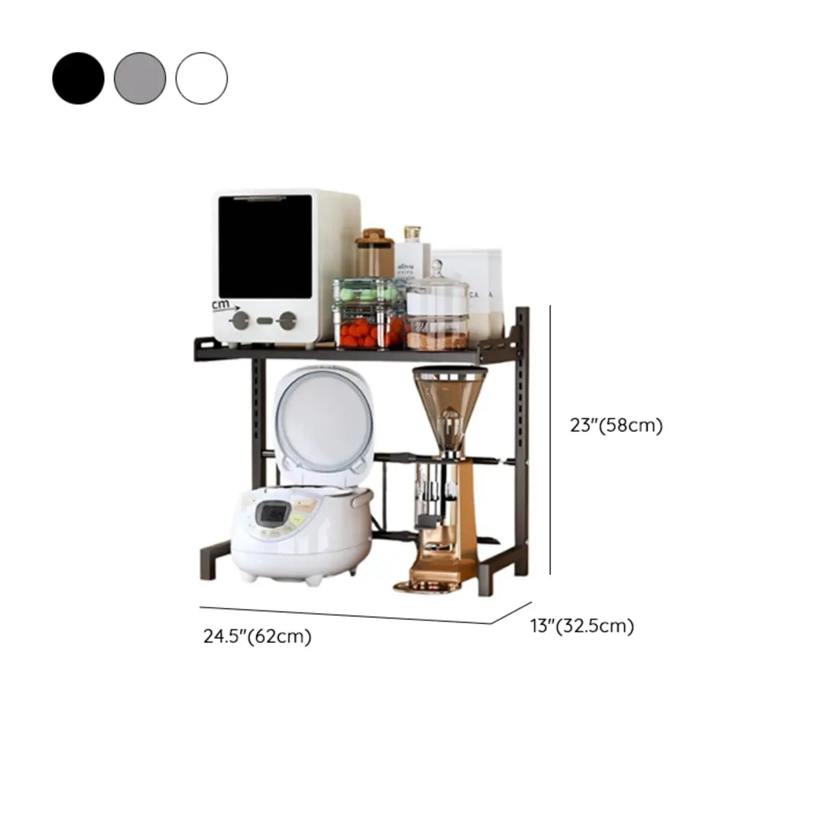 White Fixed Metal Baker's Rack with Microwave Shelf Image - 17