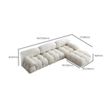 White Flannel Fabric Round Arm Tight Back Tufted Sofa #size